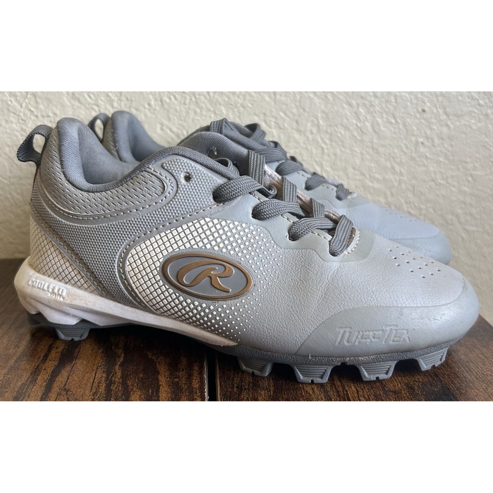 Rawlings Sanction Low Baseball Softball Cleats Youth Boys Size 12 Grey TuffTek